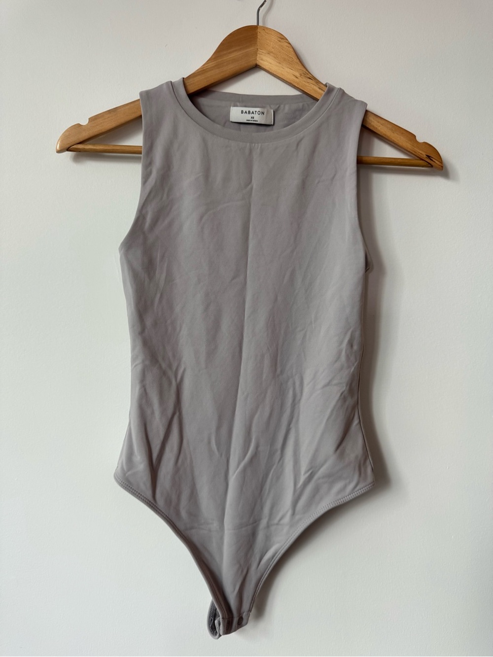 Aritzia Babaton Contour High Neck Bodysuit Light Grey Size XS Thong Bottom